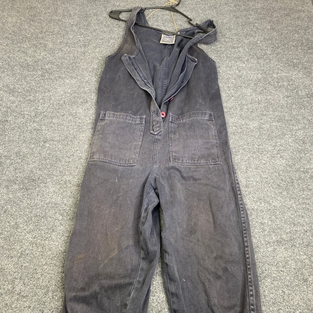 Jungmaven Womens Hemp Organic Cotton Overalls Faded Black Button Front Small
